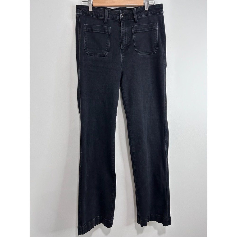 Judy Blue Straight Fit Black Patch Pocket Jeans High Rise Sz 15/32 Classic Boho